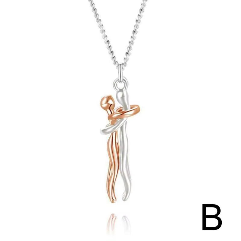 Exquisite Couple Hugging Pendant Necklace for Women Fashion Pendants for Couple Necklace Love Valentine'S Day Jewelry