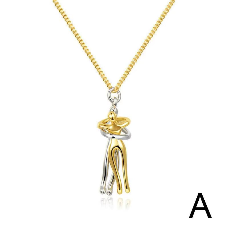 Exquisite Couple Hugging Pendant Necklace for Women Fashion Pendants for Couple Necklace Love Valentine'S Day Jewelry