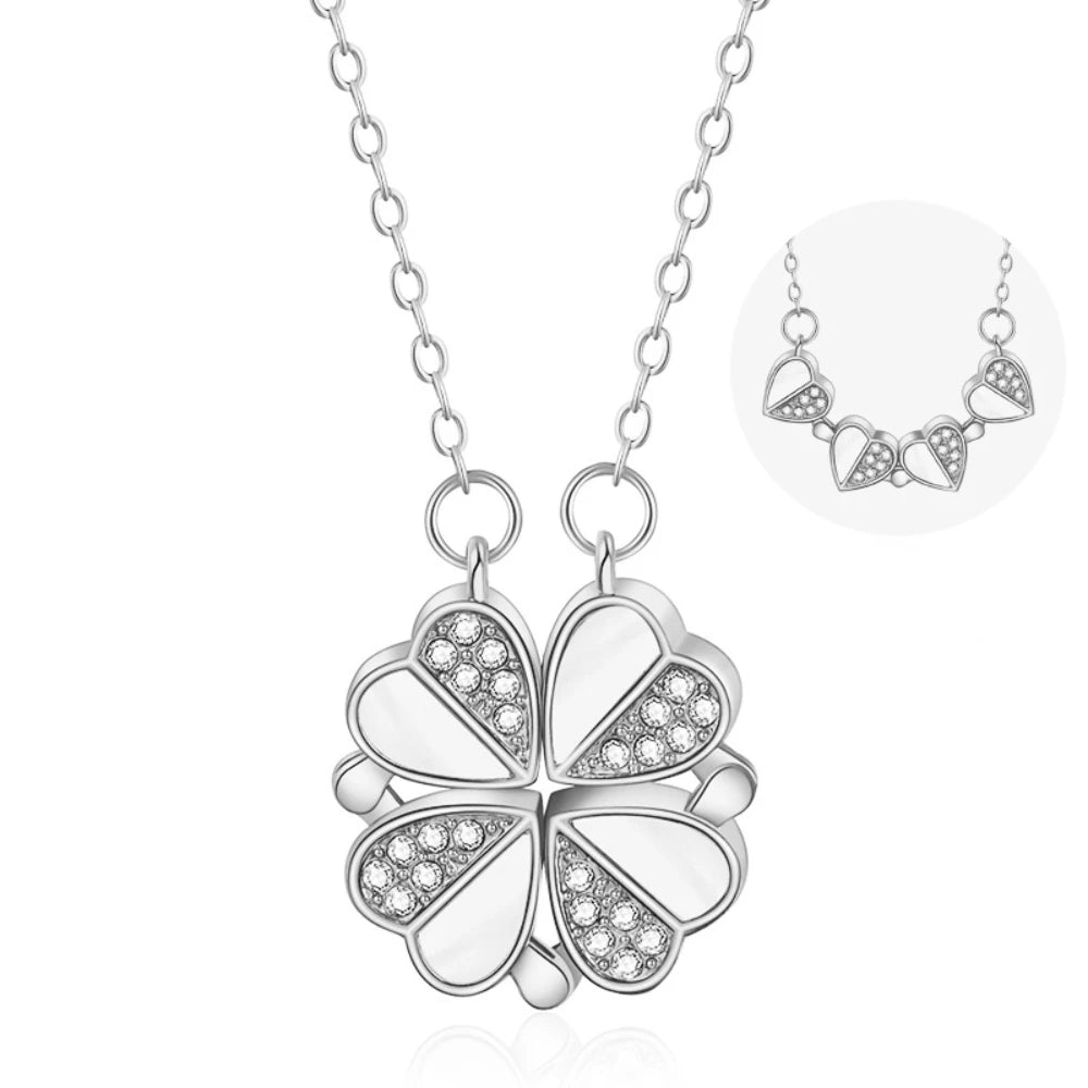 Vespera Women's Clover Heart Pendant Necklace 